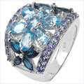 6.06 Carat Genuine Blue Topaz, London Blue Topaz & Tanzanite .925 Sterling Silver Ring by Bids.com