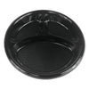 Boardwalk Hi-Impact Plastic Dinnerware, Plate, 3-Compartment, 10" dia, Black, 500/Carton