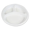 Boardwalk Hi-Impact Plastic Dinnerware, Plate, 3-Compartment, 10" dia, White, 500/Carton