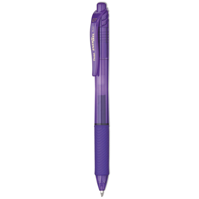 Pentel EnerGel-X Gel Pen, Retractable, Medium 0.7 mm, Violet Ink, Violet Barrel, Dozen