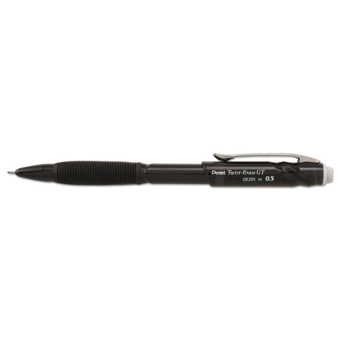 Pentel Twist-Erase GT Pencils, 0.5 mm, HB (#2.5), Black Lead, Black Barrel