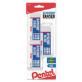 Pentel Hi-Polymer Eraser, For Pencil Marks, Rectangular Block, Medium, White, 3/Pack