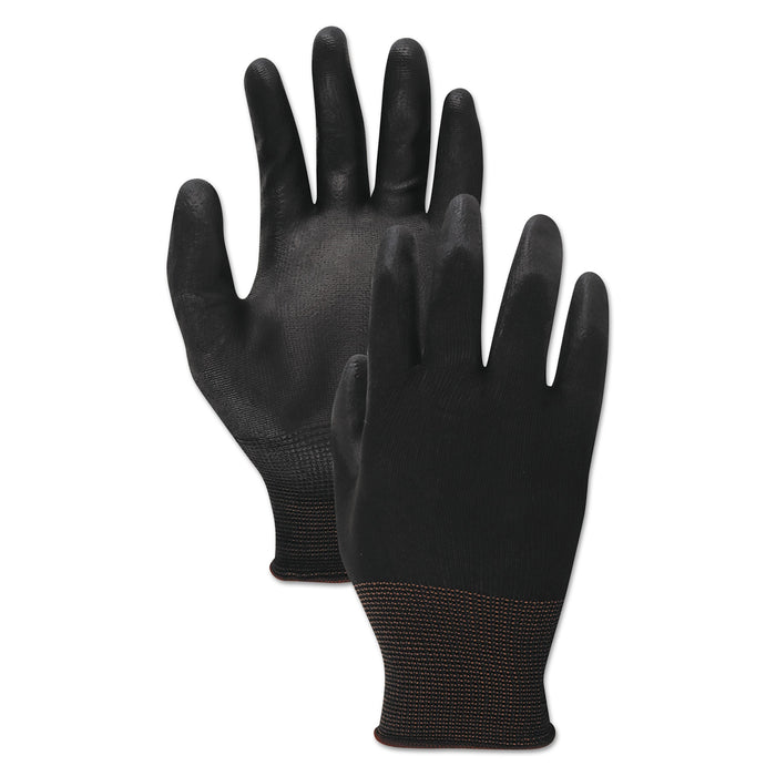 Boardwalk PU Palm Coated Gloves, Black, Size 10 (X-Large), 1 Dozen