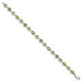 Genuine Green Peridot Sterling Silver Link Bracelets by Fine Color Jewels