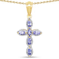 14K Yellow Gold Plated 0.84 Carat Genuine Tanzanite .925 Sterling Silver Pendant by Bids.com