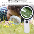 30X Handheld Large Magnifying Glass 12 LED Illuminated Lighted Magnifier by DailySale