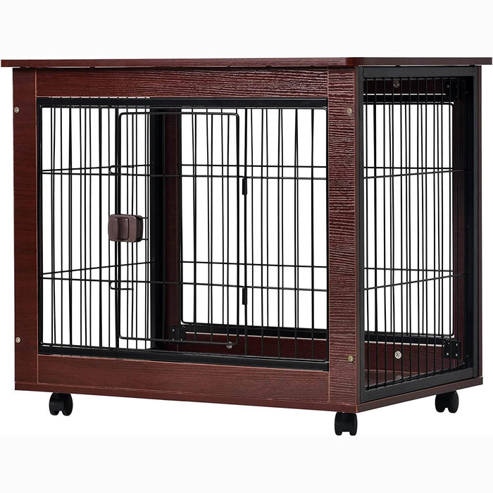 31-Inch Furniture Style Pet Dog Crate Cage with Wooden Structure by DailySale