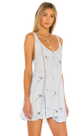 Free People Give a Little Mini Slip, Bluebird Combo, Medium by Vanessa Jane