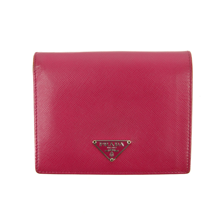 Prada Hot Pink Saffiano Lux Trifold Wallet #3100 by Bolt Boutique