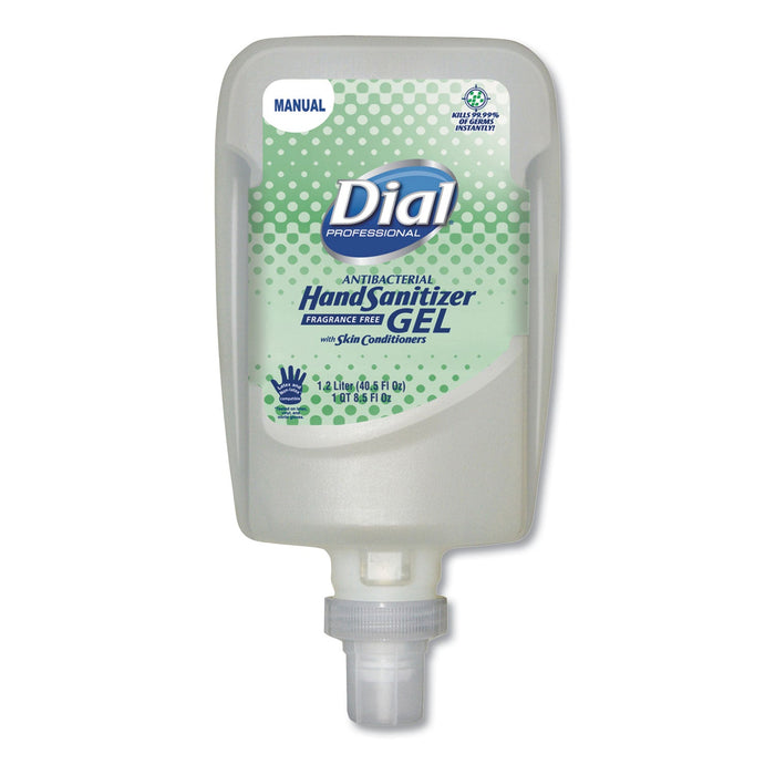 Dial Antibacterial Gel Hand Sanitizer Refill for FIT Manual Dispenser, 1.2 L, Fragrance-Free