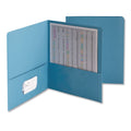 Smead Two-Pocket Folder, Embossed Leather Grain Paper, 100-Sheet Capacity, 11 x 8.5, Blue, 25/Box
