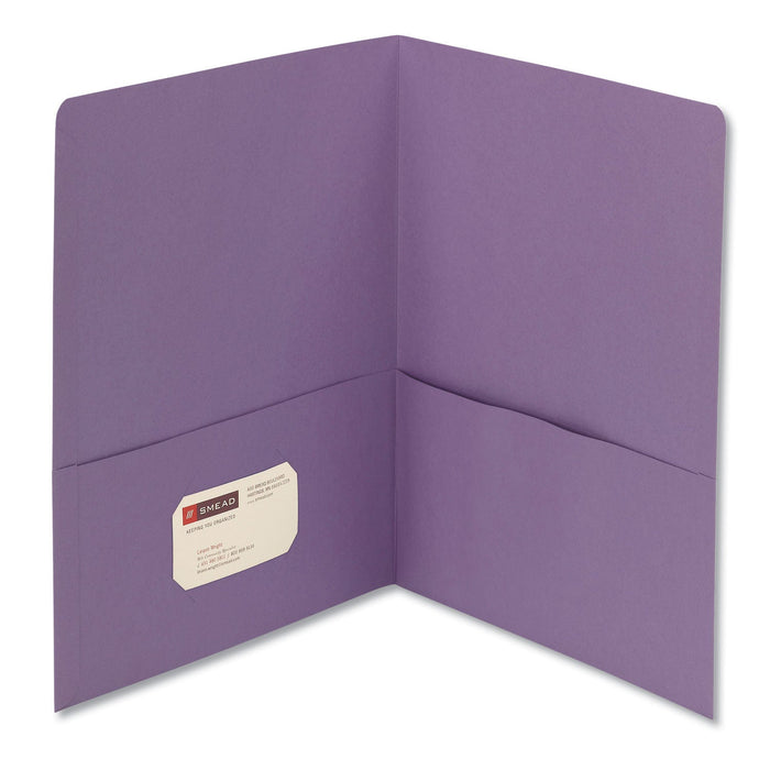 Smead Two-Pocket Folder, Textured Paper, 100-Sheet Capacity, 11 x 8.5, Lavender, 25/Box
