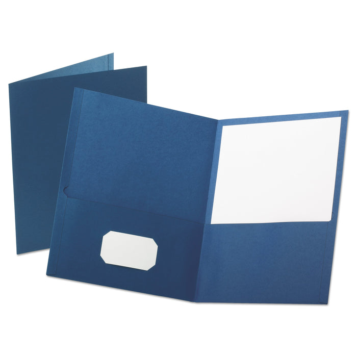 Oxford Leatherette Two Pocket Portfolio, 8.5 x 11, Blue/Blue, 10/Pack