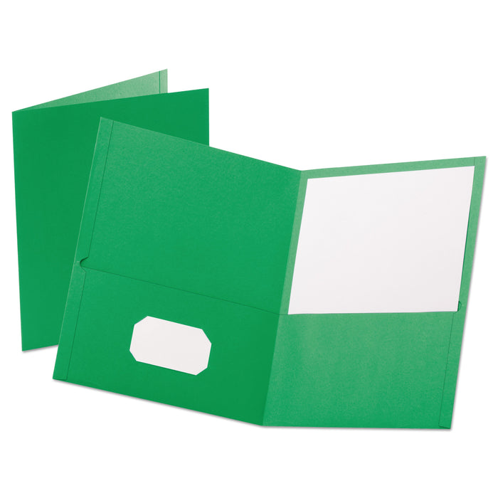 Oxford Leatherette Two Pocket Portfolio, 8.5 x 11, Green/Green, 10/Pack