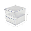deflecto Stackable Cube Organizer, 2 Compartments, 2 Drawers, Plastic, 6 x 7.2 x 6, Clear