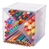 deflecto Stackable Cube Organizer, X Divider, 4 Compartments, Plastic, 6 x 7.2 x 6, Clear