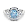 Genuine Diamond and Aquamarine Halo Ring