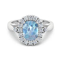 Genuine Diamond and Aquamarine Halo Ring by Fine Color Jewels