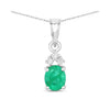 Genuine 10K Zambian Emerald Diamond Solitaire Pendant