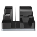 deflecto Silhouettes All-In-One Caddy, 6 Compartments, Plastic, 8.13 x 9.13 x 5.19, Black/Silver