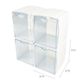 deflecto Tilt Bin Interlocking 4-Bin Organizer, Plastic, 4.63 x 4.88 x 5.5, White/Clear