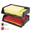 deflecto Industrial Tray Side-Load Stacking Tray Set, 2 Sections, Letter to Legal Size Files, 16.38" x 11.13" x 3.5", Black, 2/Pack
