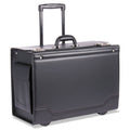 STEBCO Rolling Catalog Case, Fits Devices Up to 18.4", Leather/Riveted Steel/Tufide, 21.75 x 9.75 x 15.5, Black