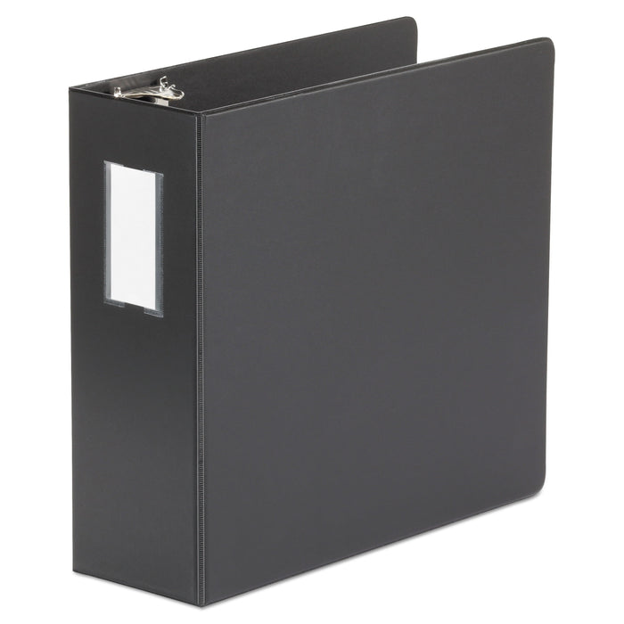 Universal Deluxe Non-View D-Ring Binder with Label Holder, 3 Rings, 4" Capacity, 11 x 8.5, Black