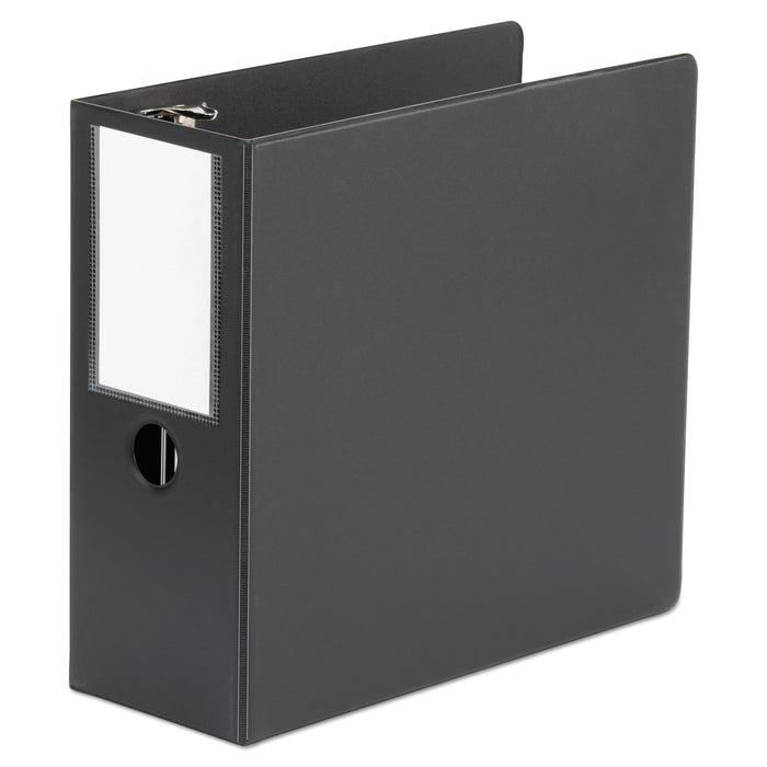 Universal Deluxe Non-View D-Ring Binder with Label Holder, 3 Rings, 5" Capacity, 11 x 8.5, Black