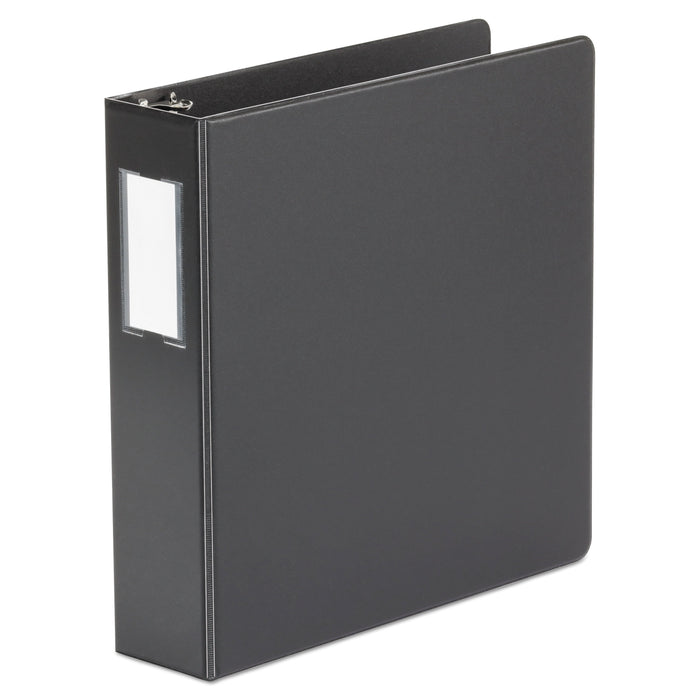 Universal Deluxe Non-View D-Ring Binder with Label Holder, 3 Rings, 2" Capacity, 11 x 8.5, Black