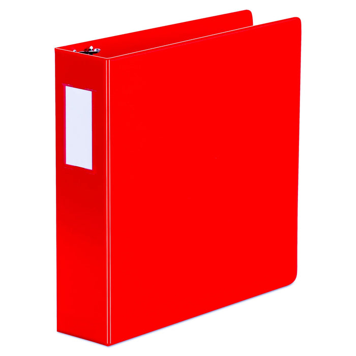Universal Deluxe Non-View D-Ring Binder with Label Holder, 3 Rings, 2" Capacity, 11 x 8.5, Red