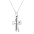 .925 Sterling Silver Prong-Set Diamond Accent Cross 18" Pendant Necklace (I-J Color, I1-I2 Clarity) by Bids.com