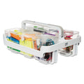 deflecto Stackable Caddy Organizer with S, M and L Containers, Plastic, 10.5 x 14 x 6.5, White Caddy/Clear Containers