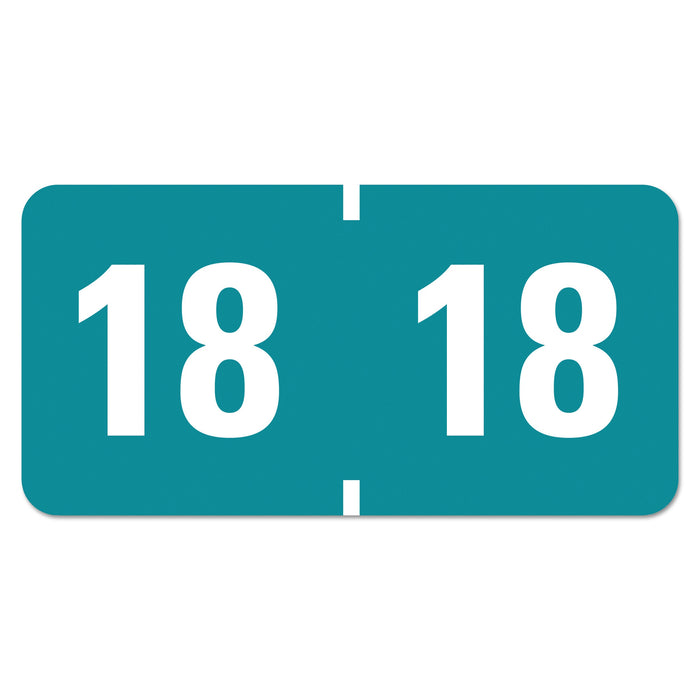 Smead Yearly End Tab File Folder Labels, 18, 0.75 x 1.5, Teal, 500/Roll