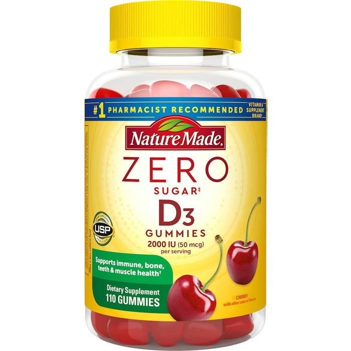 Nature Made Vitamin D3, Cherry, Zero Sugar, 2000 IU, Gummies by Pasteur Pharmacy