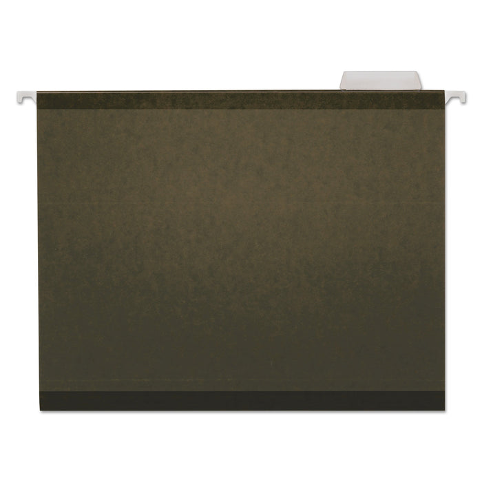 Universal Deluxe Reinforced Recycled Hanging File Folders, Letter Size, 1/5-Cut Tabs, Standard Green, 25/Box