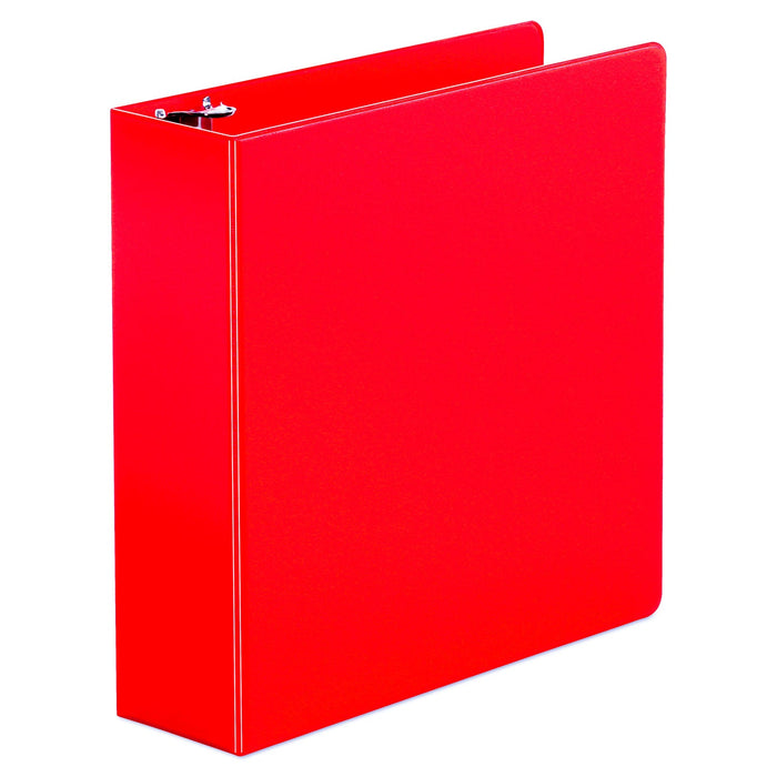 Universal Economy Non-View Round Ring Binder, 3 Rings, 3" Capacity, 11 x 8.5, Red