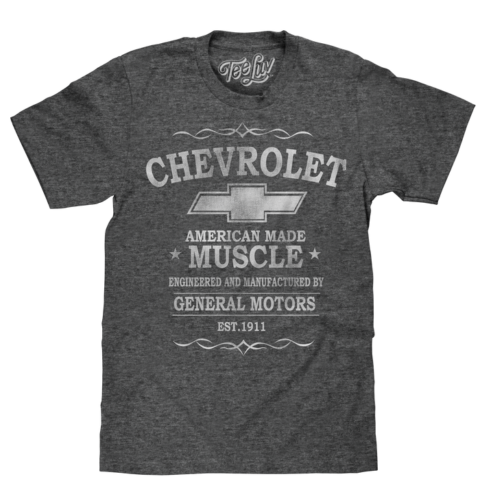 Chevrolet American Made Muscle T-Shirt - Gray by Tee Luv