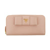 Prada Saffiano Light Pink Bow Zip Around Wallet  #3117