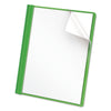 Universal Clear Front Report Cover, Prong Fastener, 0.5" Capacity, 8.5 x 11, Clear/Green, 25/Box