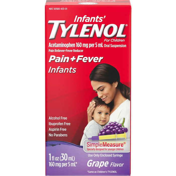 Infants' Tylenol Oral Suspension, Pain & Fever Relief, Grape Flavor, 1 fl oz by Pasteur Pharmacy