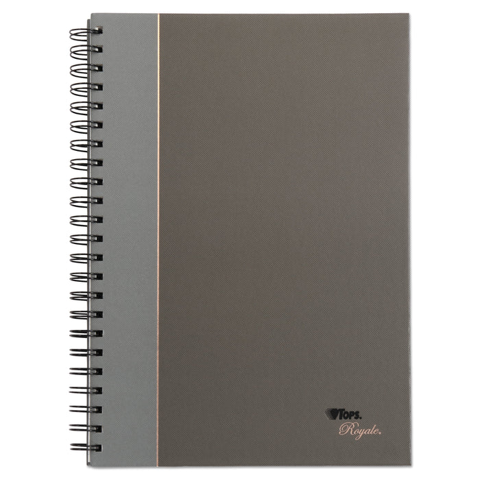 TOPS Royale Wirebound Business Notebooks, 1 Subject, Medium/College Rule, Black/Gray Cover, 11.75 x 8.25, 96 Sheets