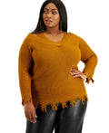 Full Circle Trends Womens Plus Trendy Ripped-Edge Sweater, Size 2X by Vanessa Jane