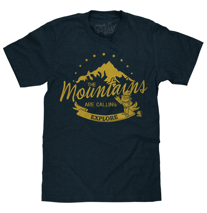 Woodsy Owl The Mountains are Calling T-Shirt - Navy by Tee Luv