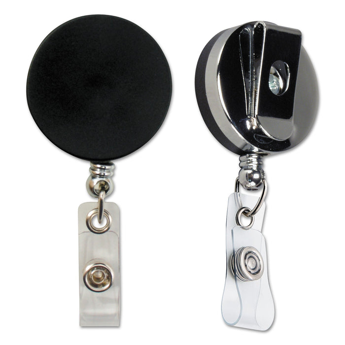 SICURIX Heavy Duty ID Card Reel, 30" Extension, Black/Chrome