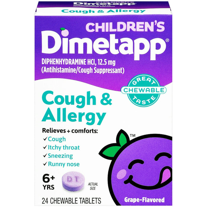 Dimetapp Children's Cough & Allergy Chewable Tablets - Grape by Pasteur Pharmacy