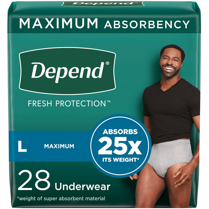 Depend Fit-Flex Adult Incontinence Underwear For Men, Disposable, Maximum Absorbency, Large, Grey by Pasteur Pharmacy
