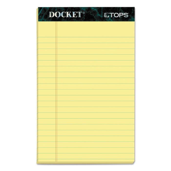 TOPS Docket Ruled Perforated Pads, Narrow Rule, 50 Canary-Yellow 5 x 8 Sheets, 12/Pack