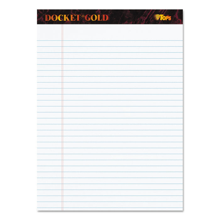 TOPS Docket Gold Ruled Perforated Pads, Wide/Legal Rule, 50 White 8.5 x 11.75 Sheets, 12/Pack