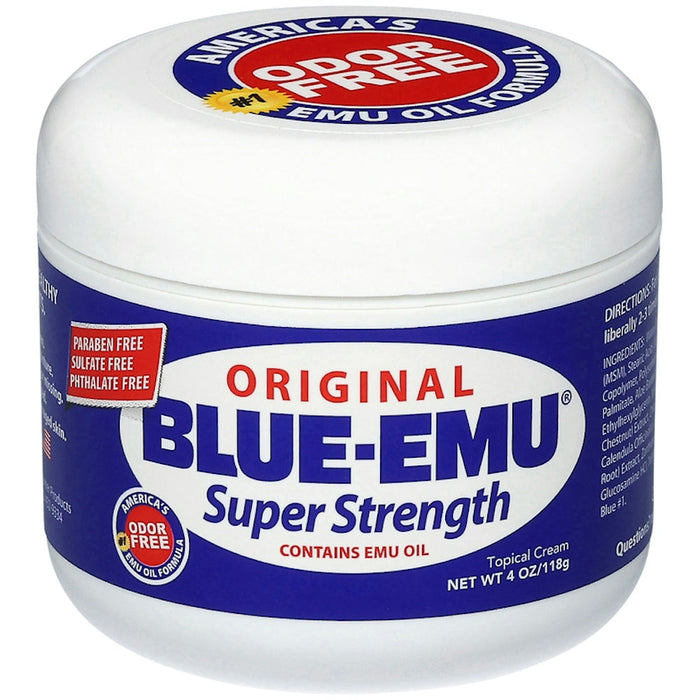 Blue-Emu Super Strength Topical Pain Relief Cream with Emu Oil, Odor Free & Deep Penetrating, 4 oz by Pasteur Pharmacy